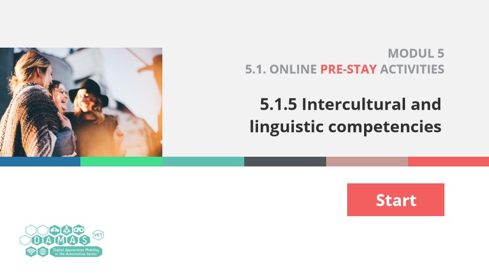 Startscreen E-Learning 5.1.5 Intercultural and linguistic competencies